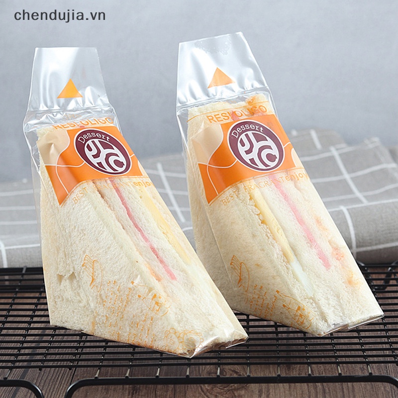 Bộ 100 Túi Tam Giác Trong Suốt Dày Dặn Đựng Bánh Mì Sandwich vn