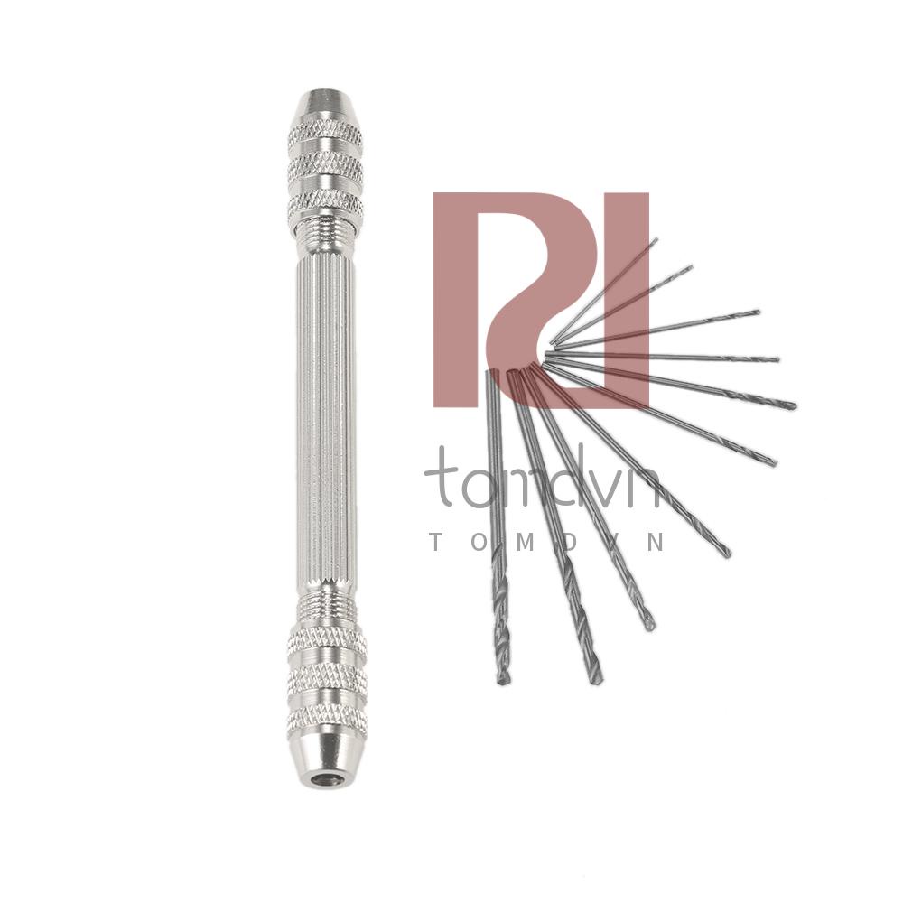 Bộ Máy Khoan Cầm Tay mini Chuyên Nghiệp Với 10 Mũi Khoan Xoắn Thép Tốc Độ Cao Kèm Giá Đỡ Hai Mũi Khoan Nhỏ vise