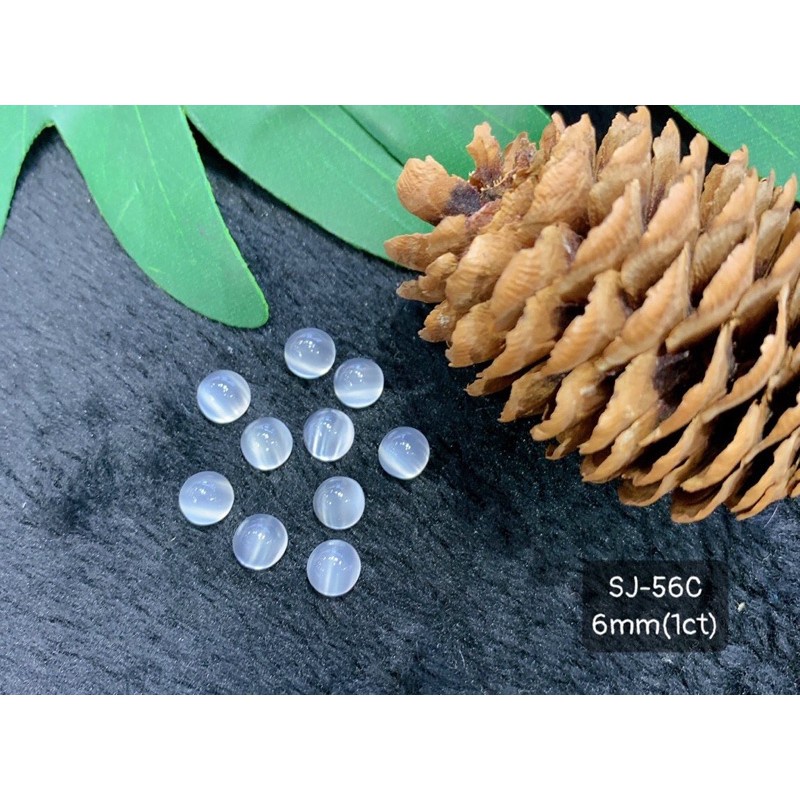 Mặt Đá Mài Láng Citrine, Amethyst và Moonstone Tròn 6-8mm