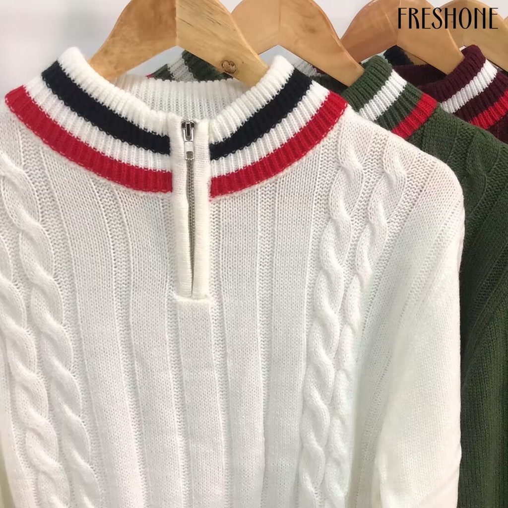 Áo sweater Cổ Lọ Tay Dài Có Dây Kéo Phối Màu Sắc Thời Trang Xuân Thu Cho Nam