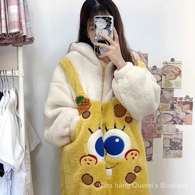 Bộ Đồ Ngủ Một Mảnh Bằng Vải Lông Cừu San Hô Một Mảnh Hình Vuông Phong Cách Mới 2023 Dành Cho Bạn Nữ