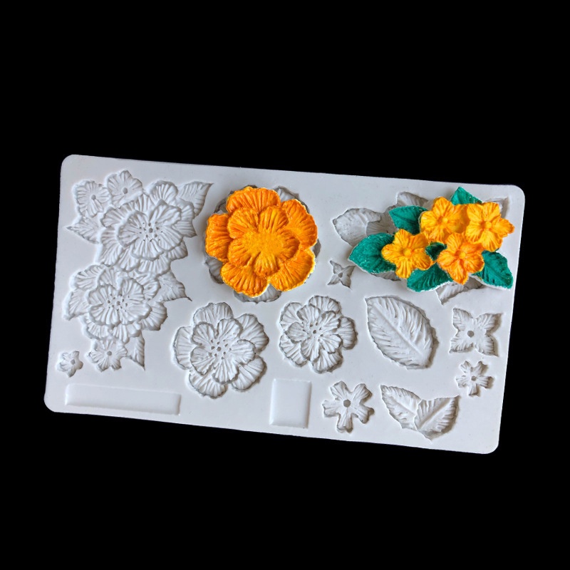 1 Khuôn Silicon Hình Hoa Trà Dập Nổi Trang Trí Bánh Kem diy vn