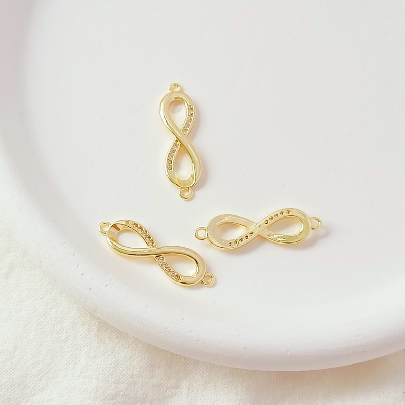 Mặt Dây Chuyền Hình Cỏ Bốn Lá / Trái Tim Khảm Đá Zircon Màu Vàng 14k Làm Trang Sức Thủ Công diy