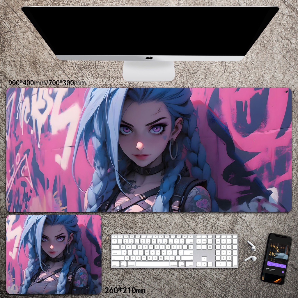 Tấm Lót Chuột Và Bàn Phím Cỡ Lớn In Hình Liên Minh Huyền Thoại jinx ali