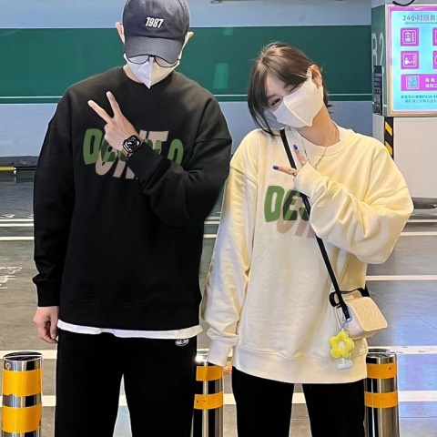 Áo Sweater Mùa Thu Đông Cặp Đôi Phong Cách Dài Tay In Hình