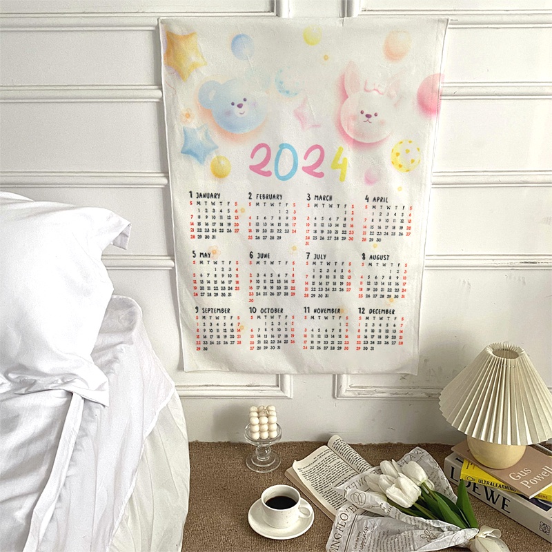 Lịch 2024 Treo Tường Trang Trí Phòng Học Họa Tiết Hoạt Hình Dễ Thương