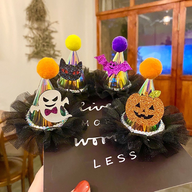 Kẹp Tóc Hình Nón Phù Thủy / Dơi / Bí Ngô Vui Nhộn Cho Dịp halloween