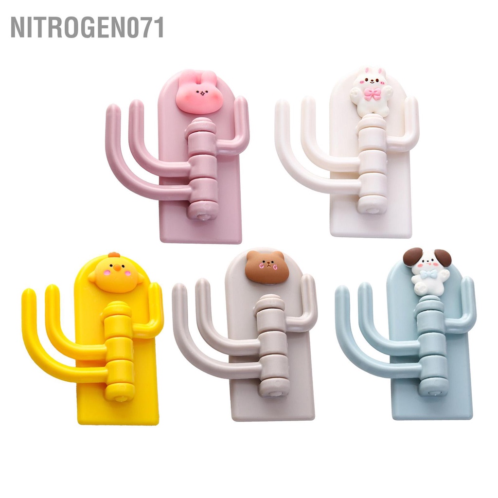 Nitrogen071 Móc treo tự dính Đấm xoay miễn phí 3 móc tường hình động vật dễ thương cho chìa khóa