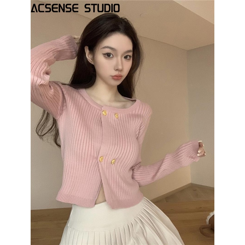 ACSENSE STUDIO áo len nữ áo dạ tweed cardigan nữ tráng lệ Thoải mái Định hình xu hướng nhí nhảnh WXF2392OK338Z230920