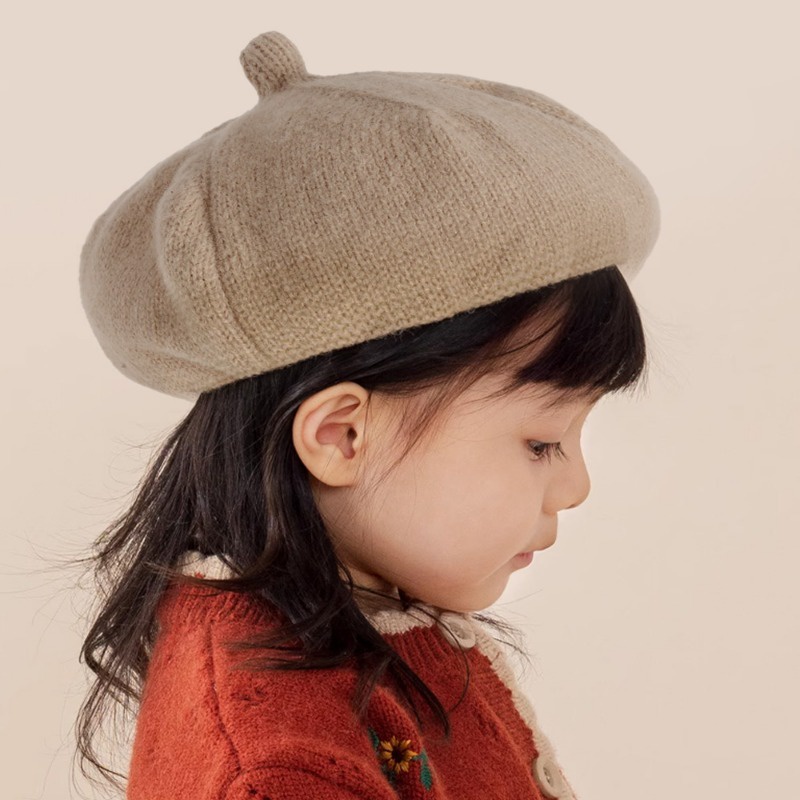 Mũ Nồi Dệt Kim Mềm Mại Màu Trơn Thời Trang Thu Đông Cho Bé Gái