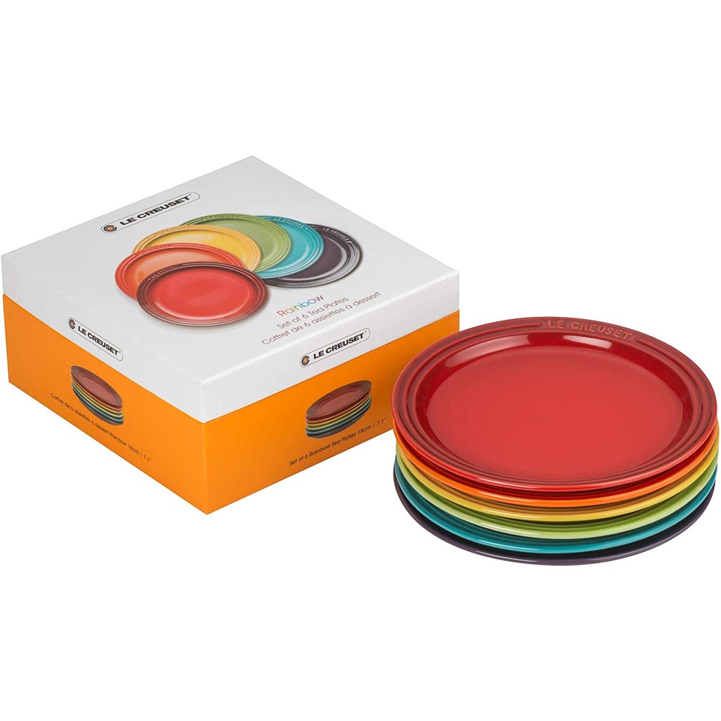 Set 6 đĩa Lecreuset cầu vồng 22 cm Nội Địa Đức GermanySnT 300120