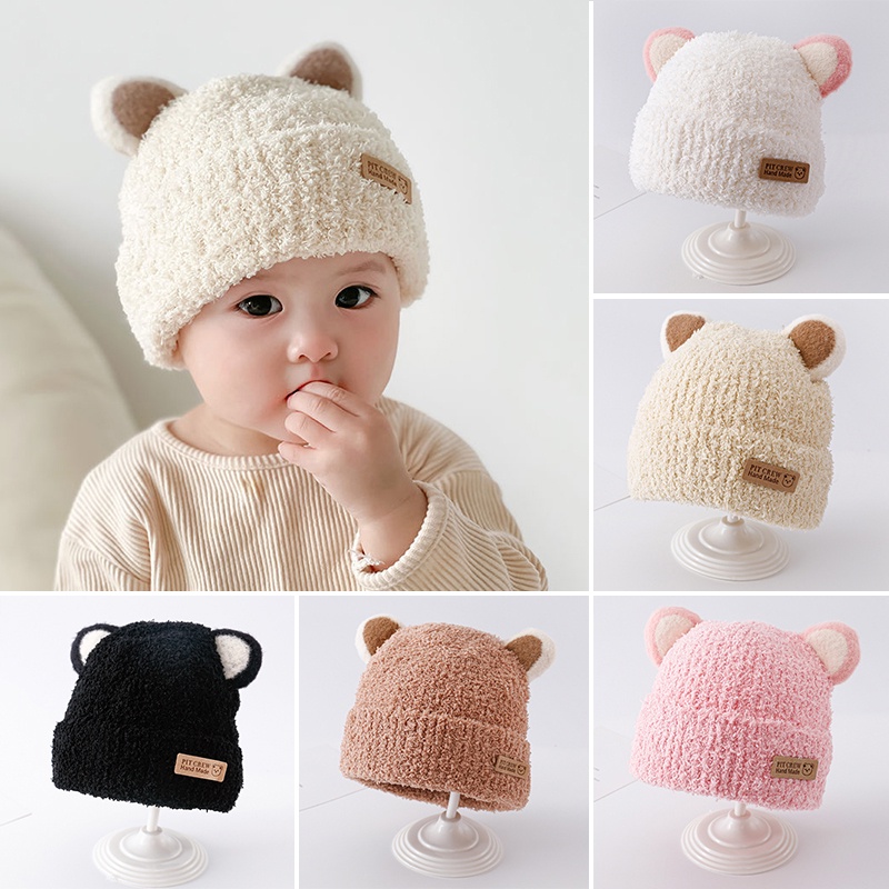 Mũ Dệt Kim Giữ Ấm Mùa Đông Hình Tai Gấu Dễ Thương Cho Bé Trai Và Gái