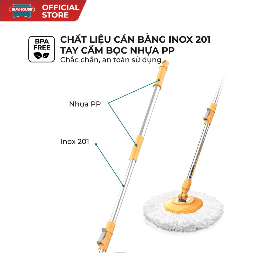 Cây Lau Nhà Xoay 360 Độ SUNHOUSE KS-MO350I ,dùng được cho mọi loại chậu