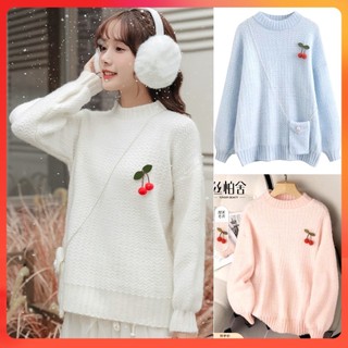  Áo len QC Montoghi THU ĐÔNG CÀI CHERRY kèm TÚI ĐEO