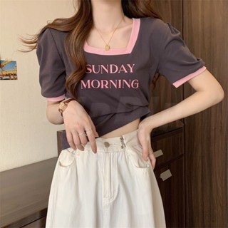 Áo baby tee trơn Áo sơ mi croptop Áo hở ngực Áo Thun Tay Ngắn Hở Vai Trang Trọng Phong Cách Mỹ Cho Nữ