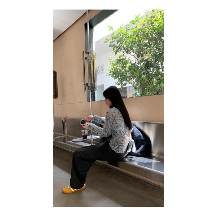 Honypove Áo sweater Dệt Kim Tay Dài Khoét Lỗ Thời Trang Xuân Thu 2023 6vkn