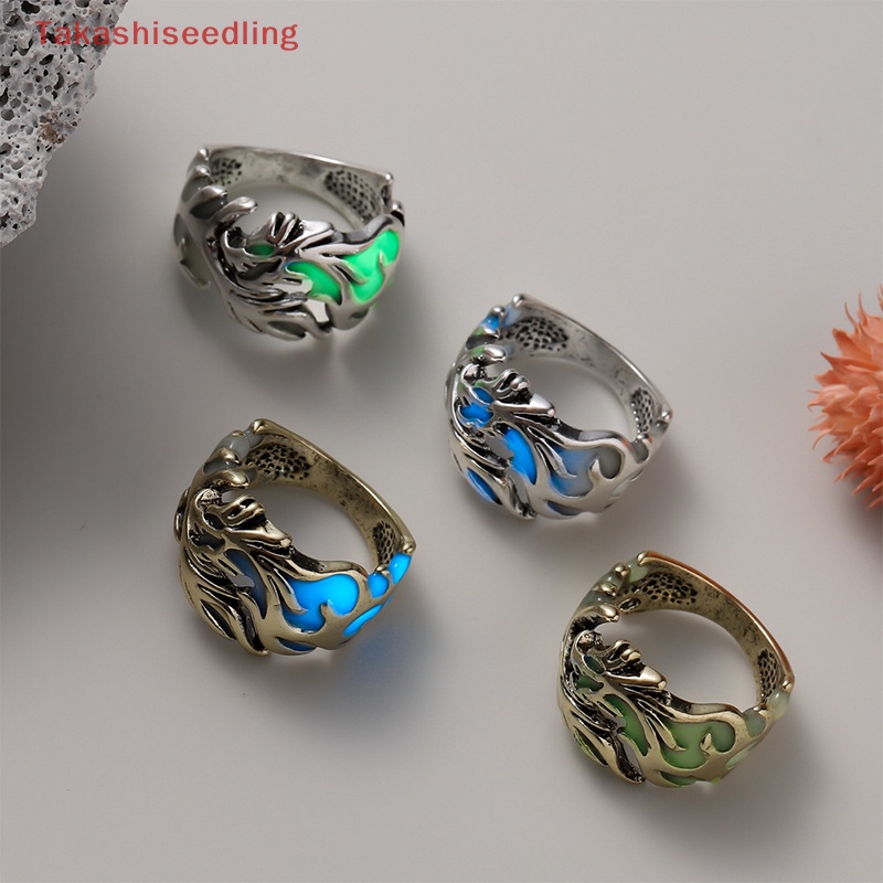 Nhẫn Hở Hình Rồng Phát Sáng Thời Trang Có Thể Điều Chỉnh Trang Sức halloween Dành Cho Nam