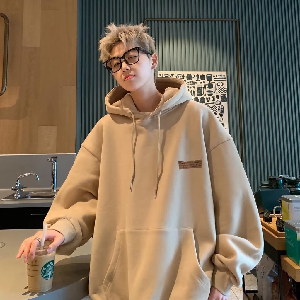 Áo hoodie cotton Nhung Dày Tay Dài In Chữ Màu Cà Phê Thời Trang Cho Cặp Đôi m-5xl