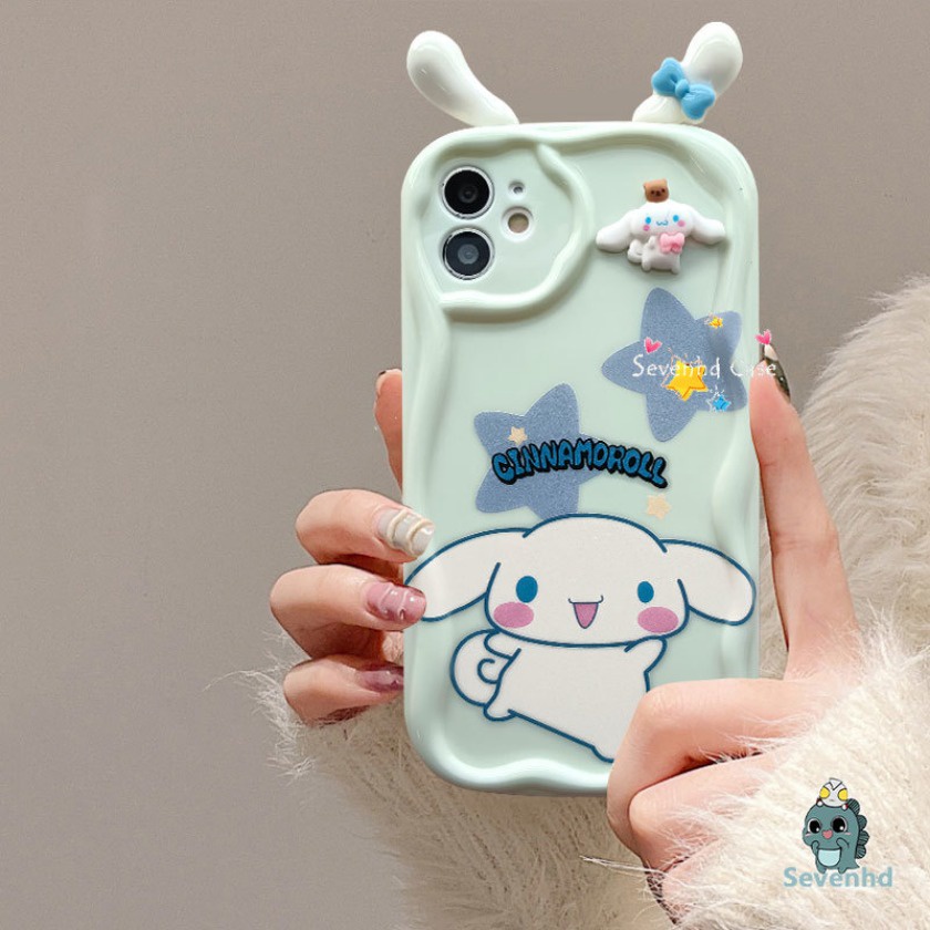 Tương Thích Với iphone 15 14 13 12 11 pro max 7 8 plus se2020 x xr xs max 6 6s plus Viền Cong 3d Hình Chú Chó Tai To Xinh Xắn Ốp