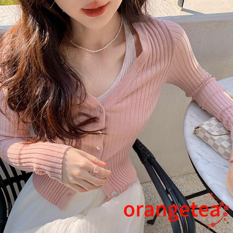 Áo Thun Tay Dài Giả Hai Lớp Dáng Ôm Màu Trơn Phong Cách Thập Niên 90 Cho Nữ