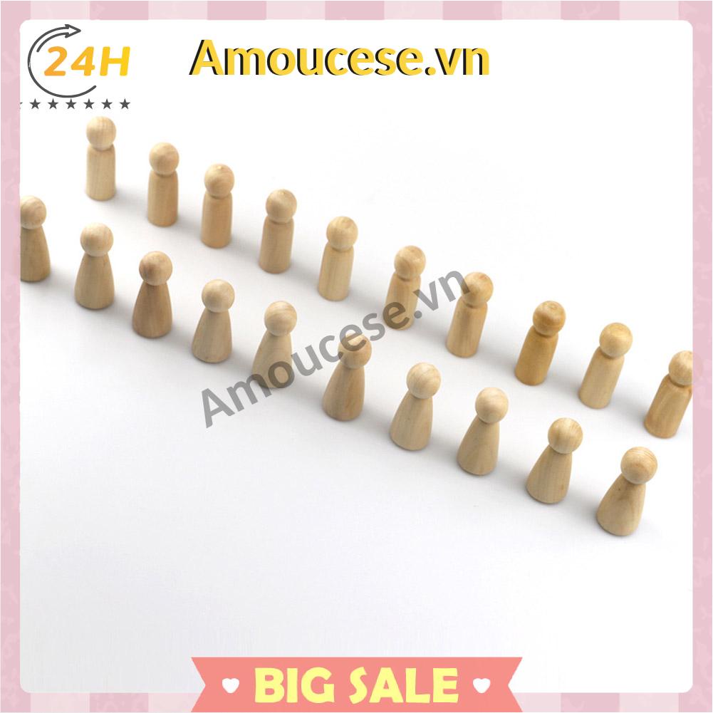 Bộ 20 Búp Bê Gỗ Tự Sơn Hình Người Đàn Ông Chưa Hoàn Thiện