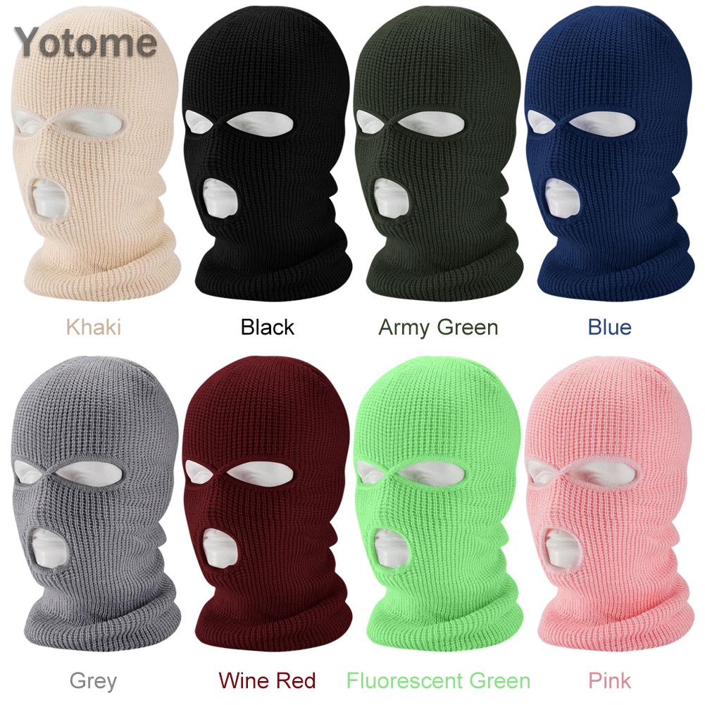 Mũ Trùm Đầu Dệt Kim Có Mặt Nạ acrylic 3 Lỗ Ấm Áp Khi Đi Xe Đạp / Trượt Tuyết