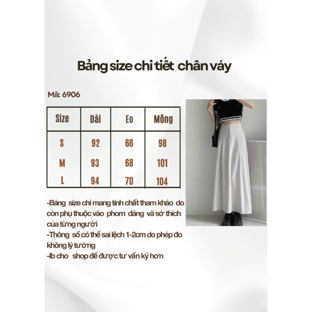 Chân váy uzzlang công sở đẹp dáng dài kiểu dáng A phối ly trước phong cách Hàn Quốc trẻ trung chất vải tuyết mưa vitex