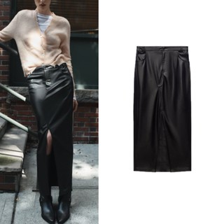 Zara Chân Váy Da pu Lưng Cao Xẻ Tà Cá Tính Thời Trang Cho Nữ 2949224