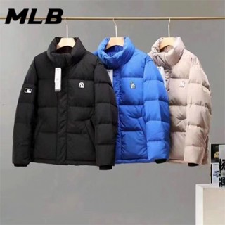  Áo Khoác Phao cotton 100% Cổ Đứng Có Mũ Trùm Thêu logo mlb ny Thời Trang Mùa Đông Cho Nam Và Nữ 