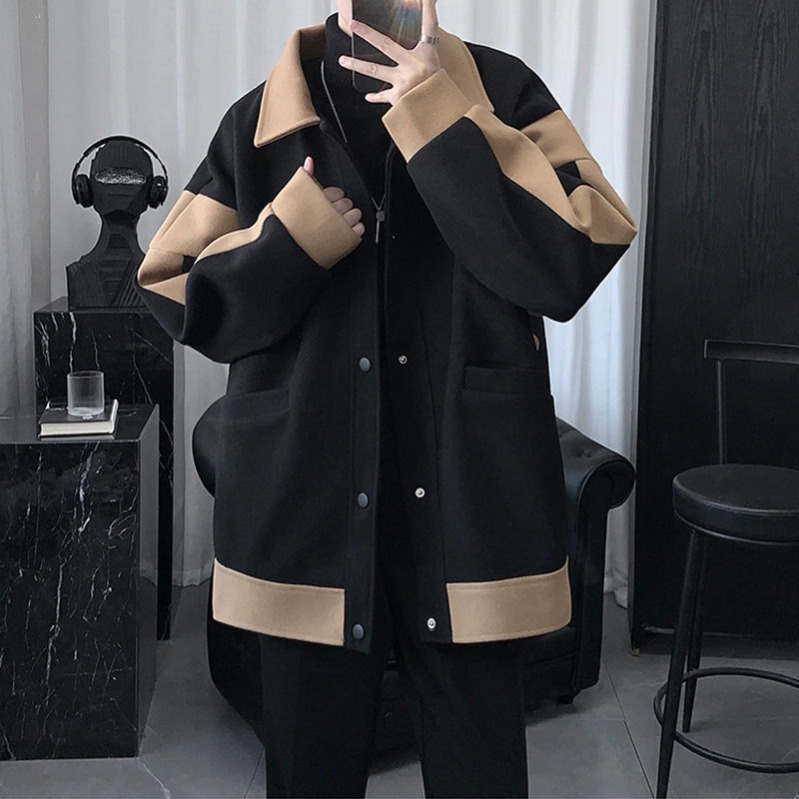 Áo Khoác Nam Vải Len plus size Phong Cách Hàn Quốc Thời Trang Thu Đông