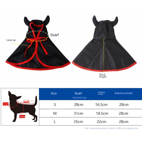 Áo Choàng Hóa Trang Phù Thủy Kèm Cà Vạt 28cm Cho Thú Cưng Dịp halloween