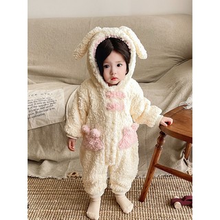 Hàng mới về bộ áo liền quần bằng len lông cừu dễ thương cho bé gái