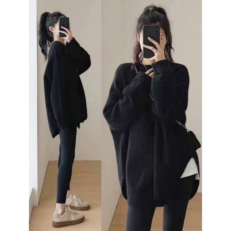 Áo sweater Dệt Kim Dáng Rộng Phong Cách Thời Trang Thu Đông Hàng Mới Dành Cho Nữ