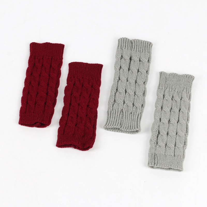 Psy Găng Tay Len Hở Ngón Màu Trơn Giữ Ấm Mùa Đông Cho Người Lớn