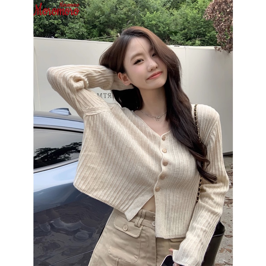Moromoro Áo Len nữ áo khoác cardigan Đơn giản Thời trang Vintage Thể thao WMY2393F3V 41Z231008