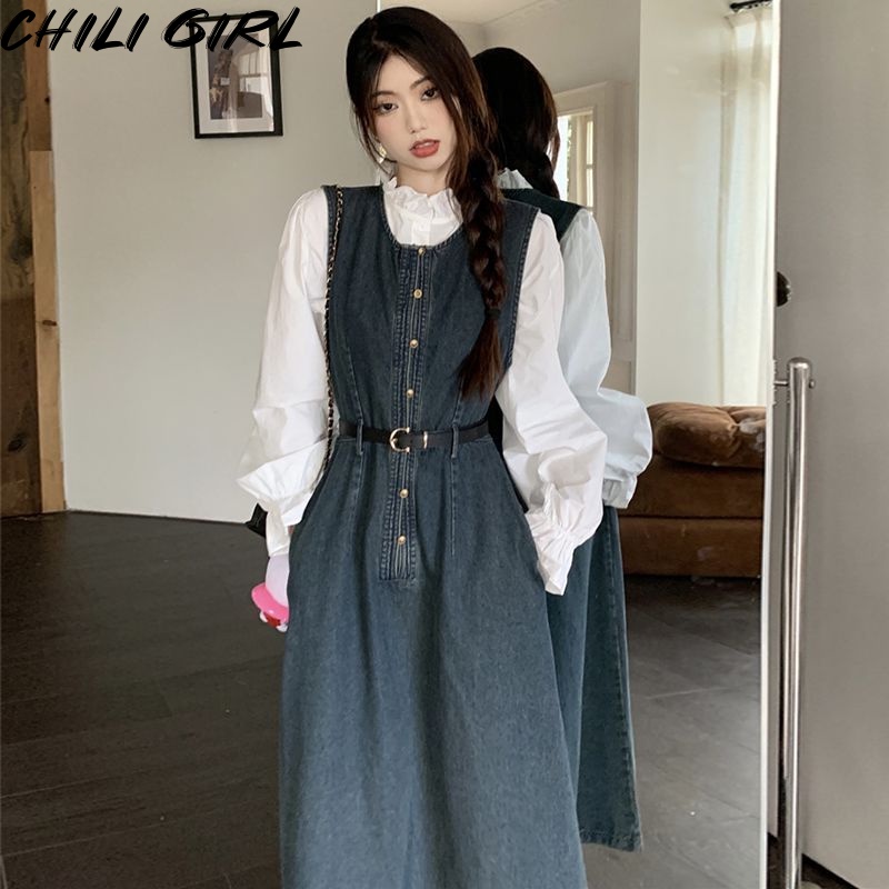 HUAYUZHI Chic chân váy jean Đầm Body váy nữ Cho thời váy Korean Cute Stylish Trendy WCS2300G9V 41Z231009