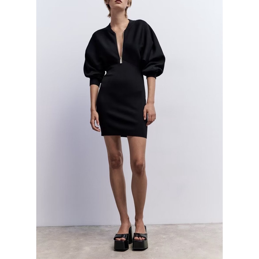 Zara Áo Khoác bomber Dệt Kim Phối Khoá Kéo Thời Trang Mùa Thu Cho Nữ 4938108