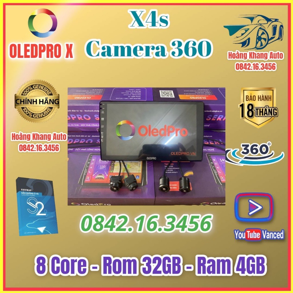 Màn Hình Android OLEDPRO X4s liền camera 360 cho xe Morning 2021 - 2023, 9 inch kèm dưỡng và jack zin !