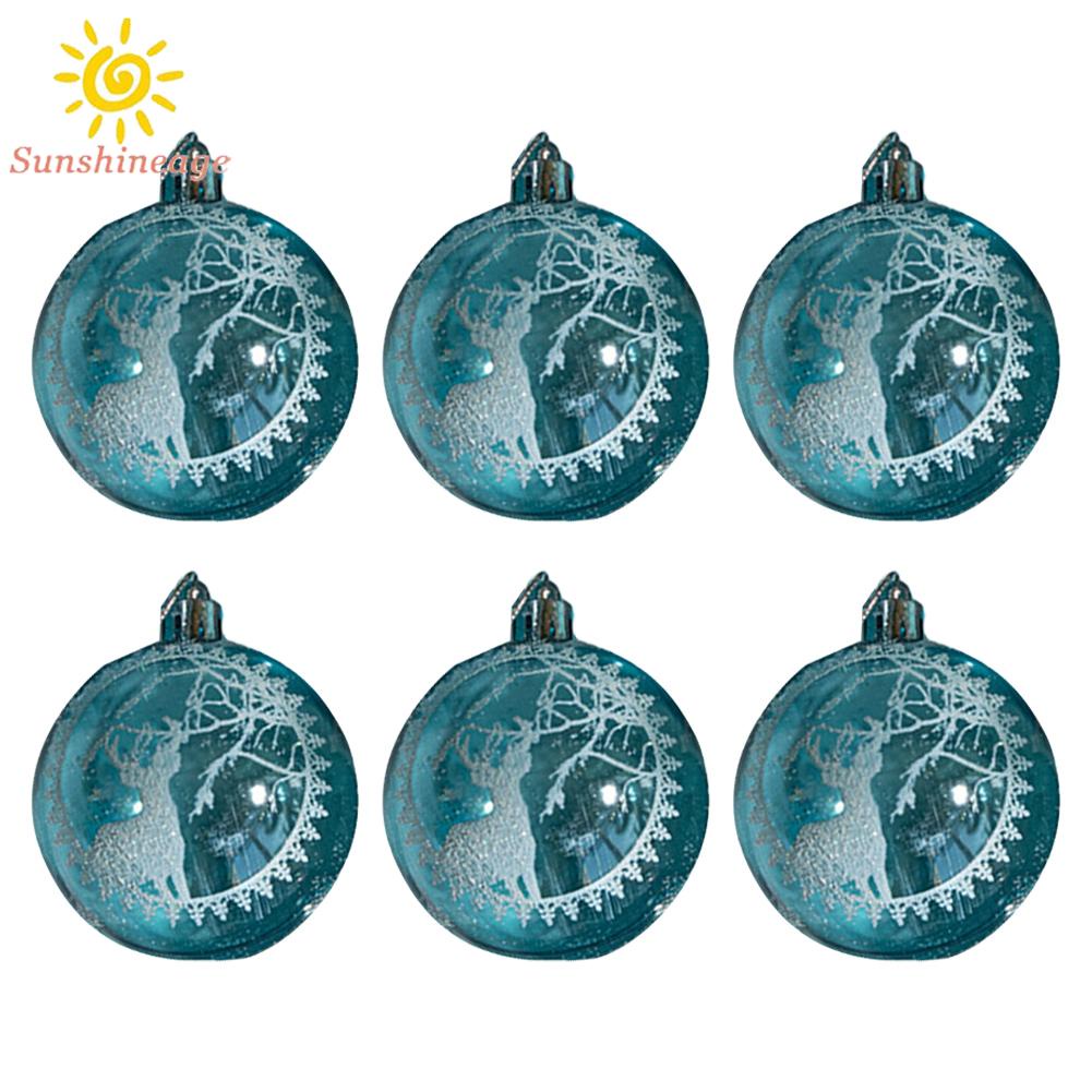 Hộp 6 Trái Châu Trong Suốt 6cm Trang Trí Cây Thông Noel