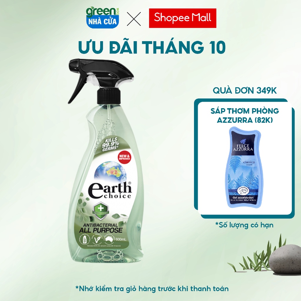 Nước Lau Đa Năng EARTH CHOICE Kháng Khuẩn, Làm Sạch Bụi Bẩn Và Lưu Lại Mùi Hương Bạch Đàn Dung Tích 600ml