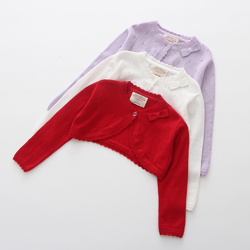 Áo Khoác cardigan Dệt Kim Mỏng Một Nút Phong Cách Hàn Quốc Cho Bé Gái