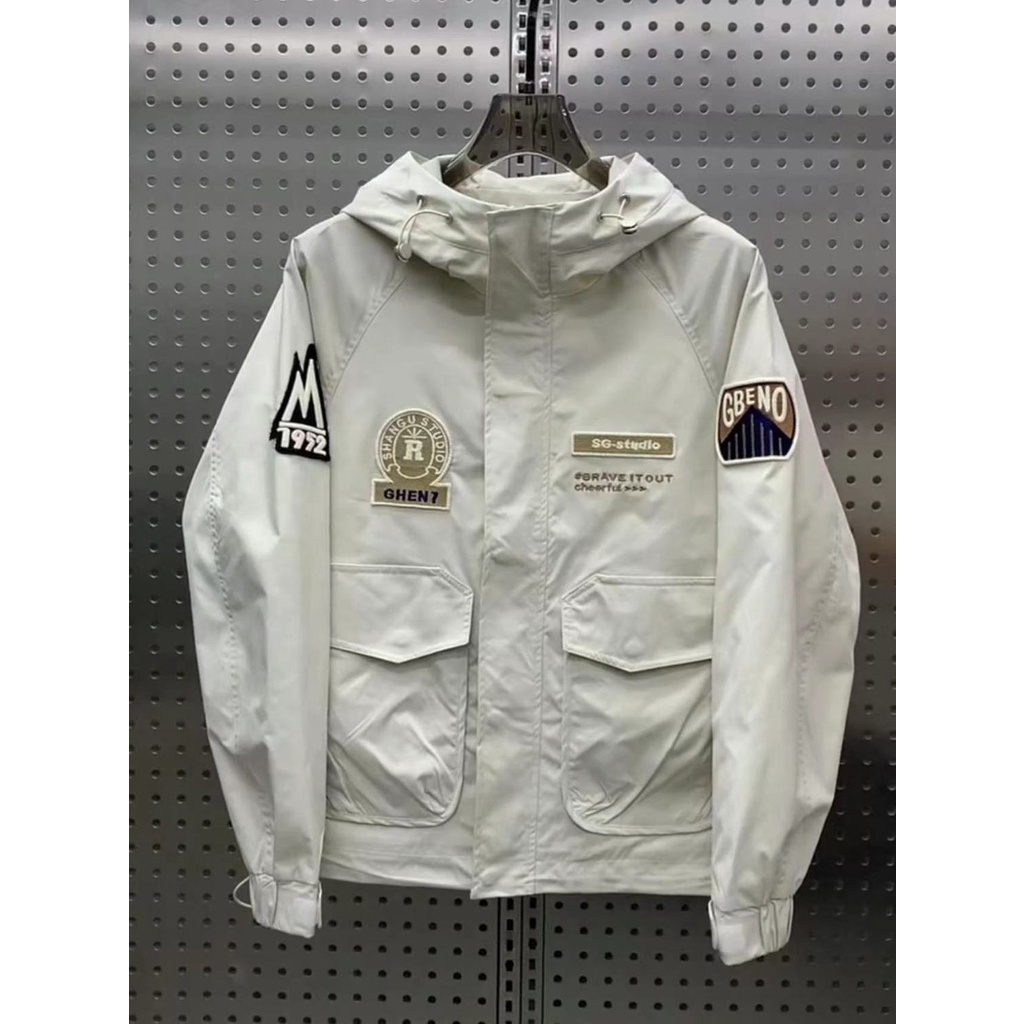 Áo Khoác Có Mũ Trùm Thêu Trang Trí Thời Trang Mùa Thu Phong Cách Mỹ Mới Dành Cho Nam