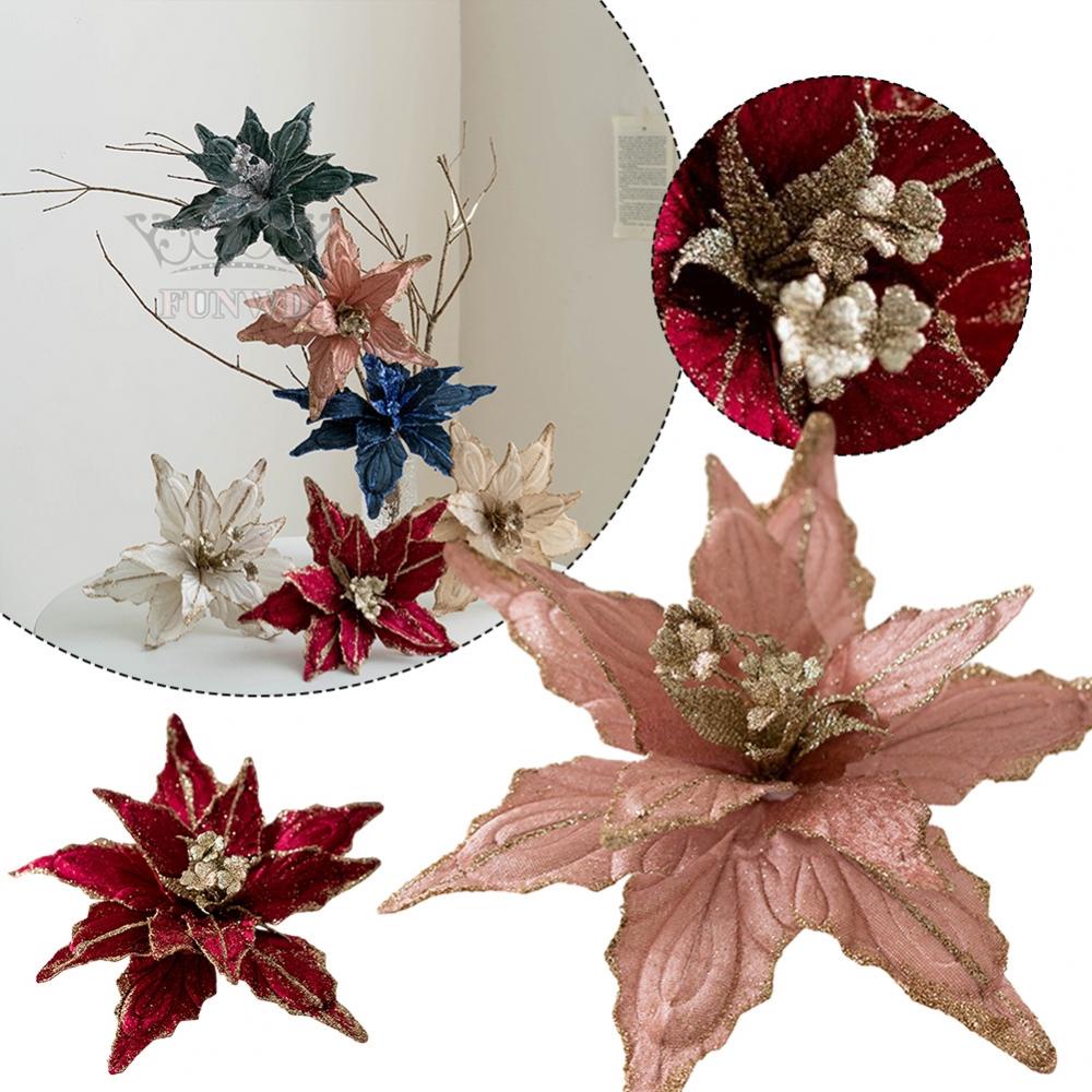 Christmas Flower Poinsettia Glitter Flower Simulation Flower Christmas Wreaths