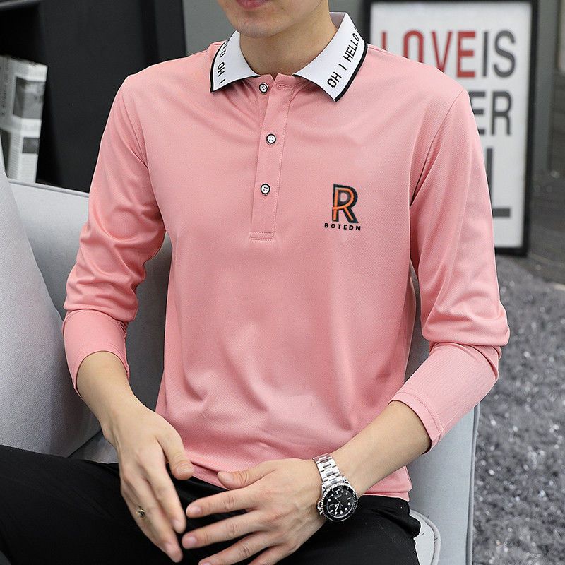 Áo Thun polo Dài Tay Ôm Dáng Thời Trang Xuân Thu Hàn Quốc Dành Cho Nam