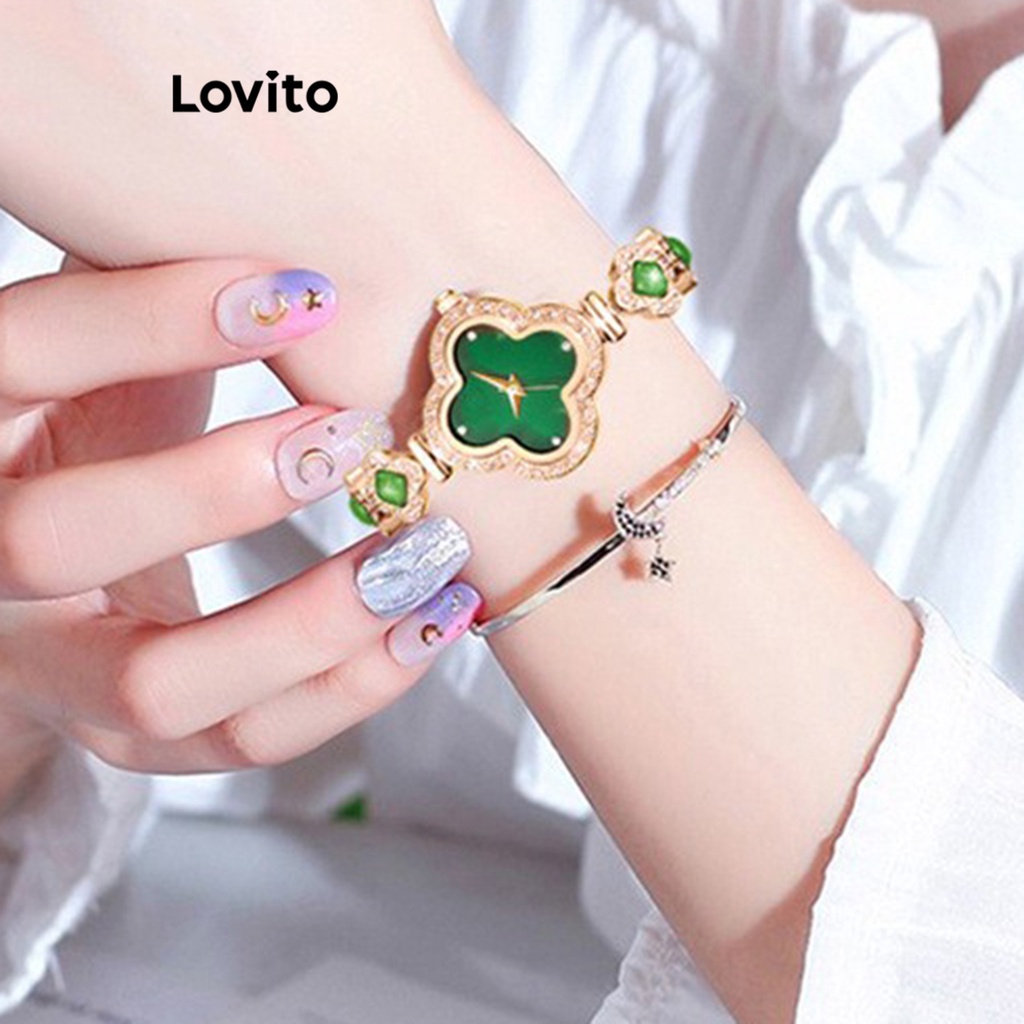 Đồng hồ thạch anh Lovito màu trơn đơn giản thường ngày cho nữ L66AD055