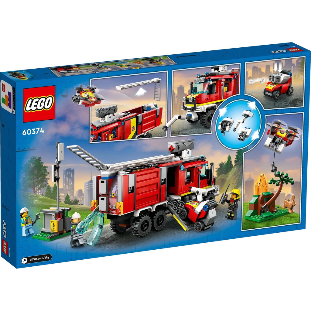Xả kho  LEGO City 60374 Xe Cứu Hỏa Chuyên Dụng  tặng kèm xe