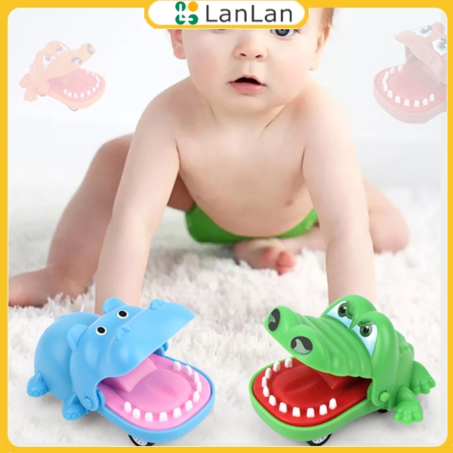 Lanlan Đồ Chơi Xe Kéo Hình Cá Sấu Hoạt Hình mini Kéo Tay Làm Quà Tặng Cho Bé