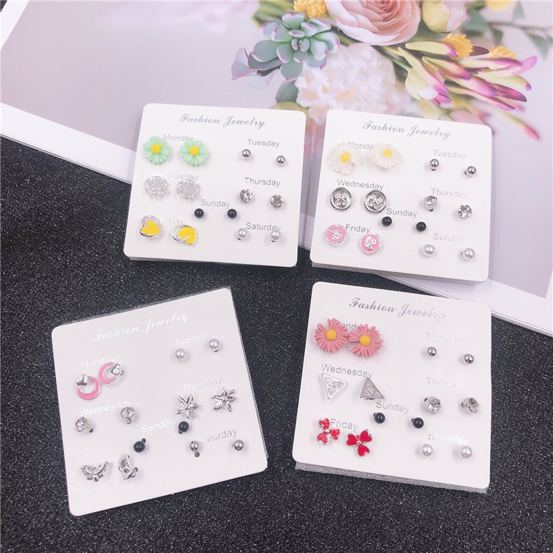 Set 7 Đôi Khuyên Tai mini Phong Cách Mới 2023 2023