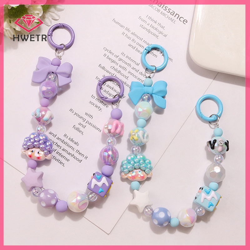 Hwetr dopamine Dây Đeo Điện Thoại Chuỗi Hạt Xoăn Tóc Màu Kẹo Hình Máy Ảnh Dễ Thương Cho Nữ Mới
