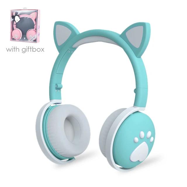 Dễ Thương Tai Nghe bluetooth 5.0 Không Dây Hình Dấu Chân Mèo Phát Sáng Có mic Cho Bé Gái